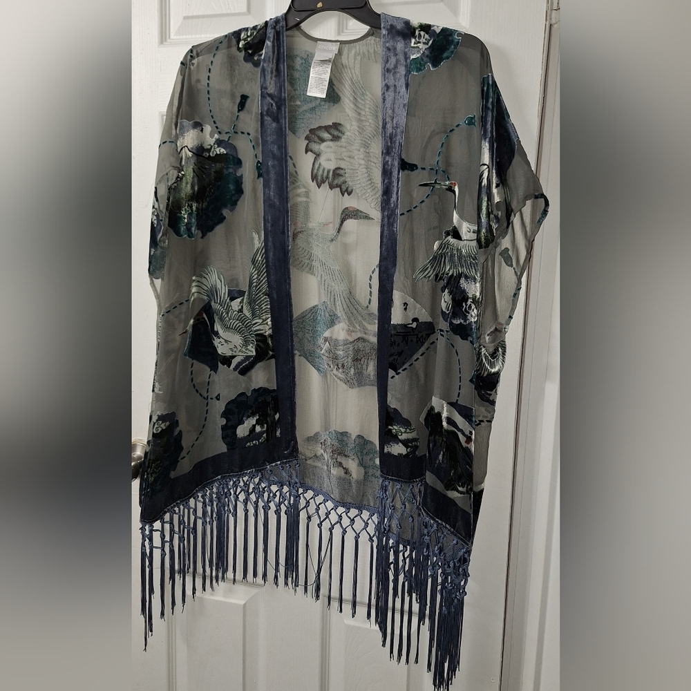 Chico's 35th Anniversary Crane Print Ruana